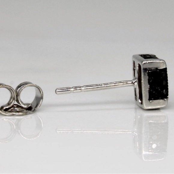BLACK DIAMOND STUD EARRING 10K - Picture 2 of 3